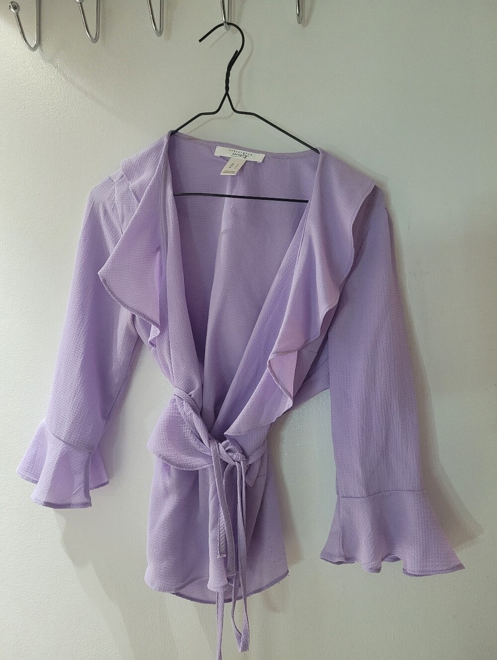 Light Purple Ruffle Tie-Front Wrap Top - Women Intimates & Sleepwear